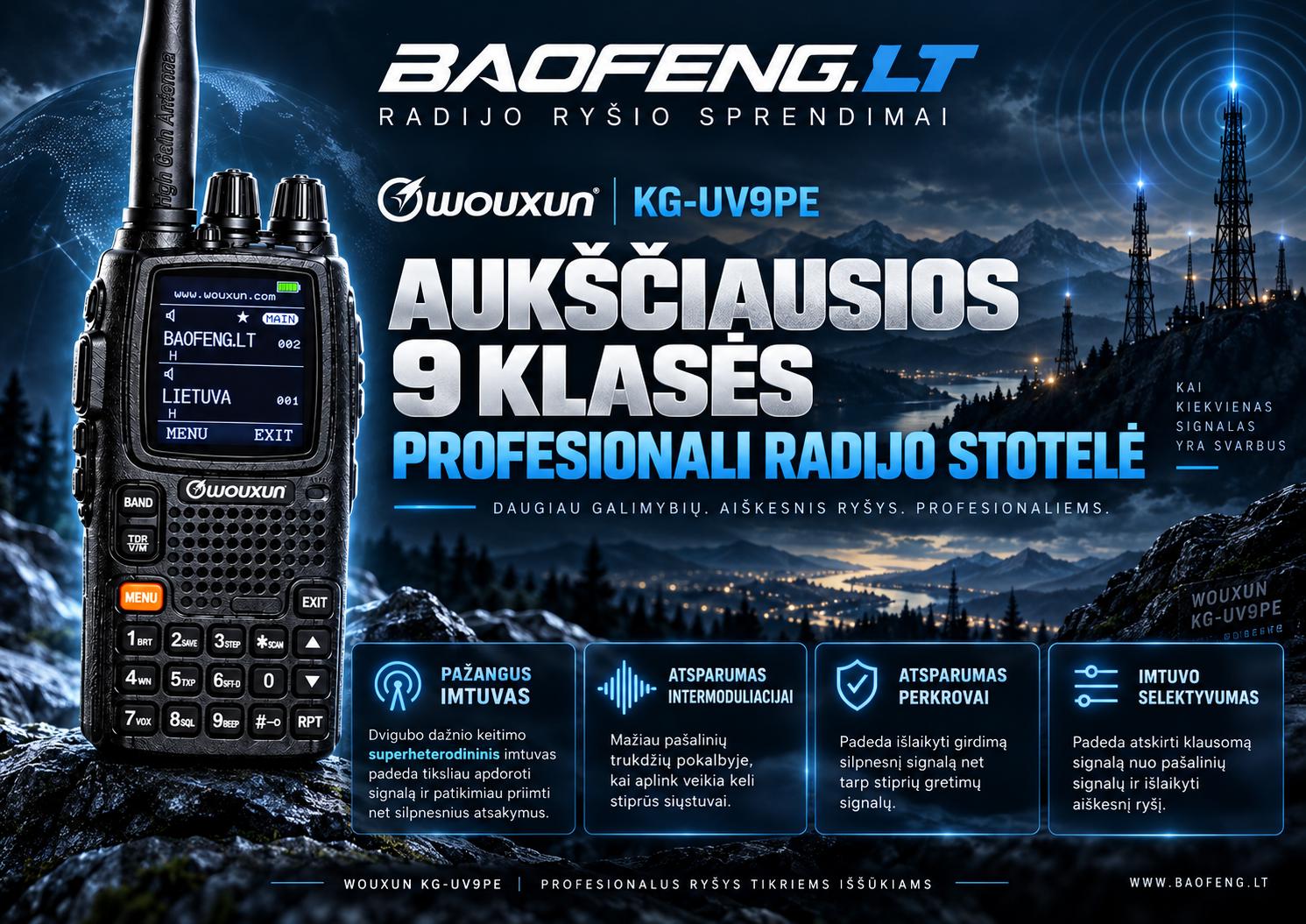 Wouxun KG-UV9PE funkcijos ir galimybės