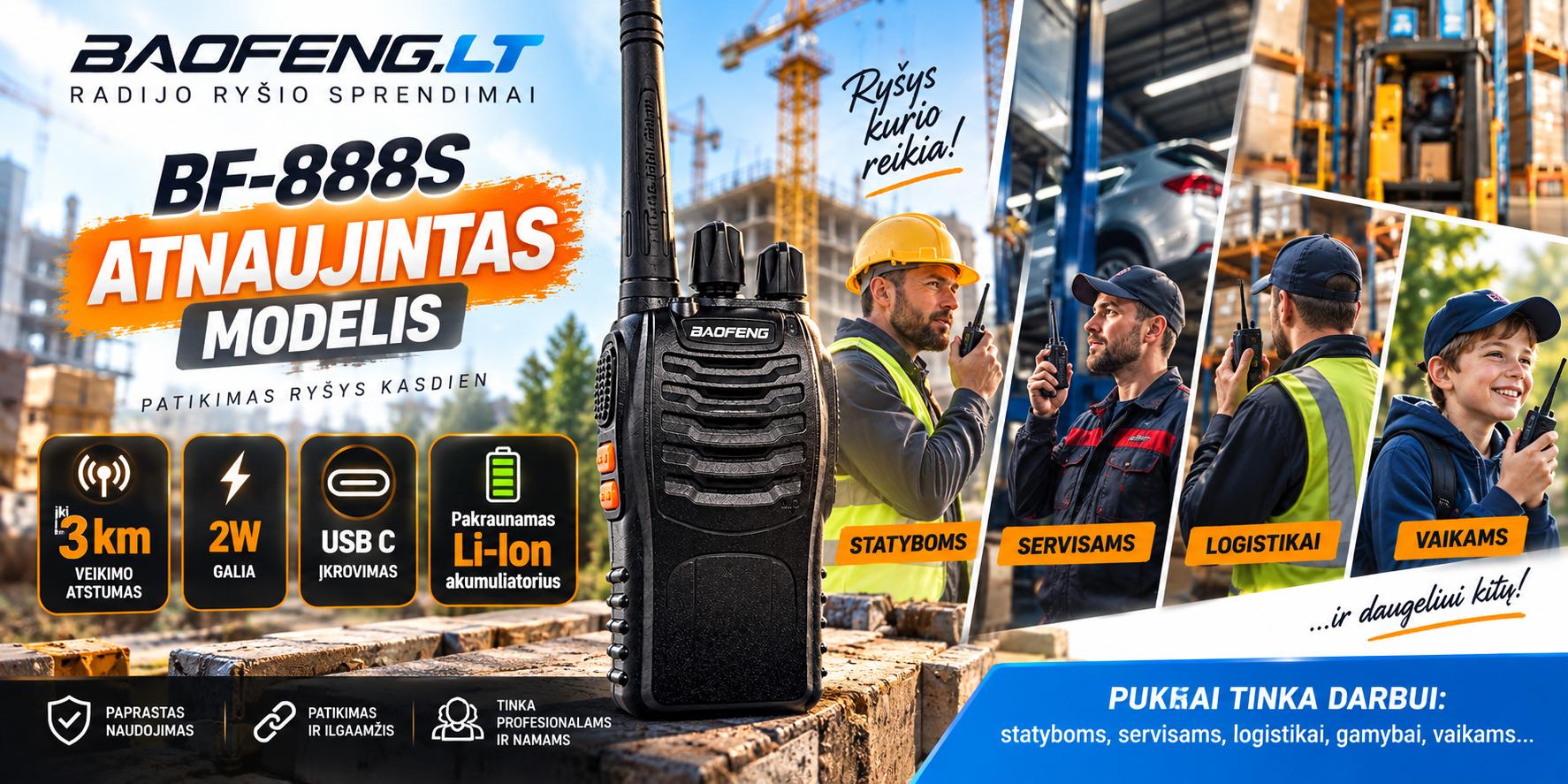Baofeng BF-888S atnaujinta radijo stotelė