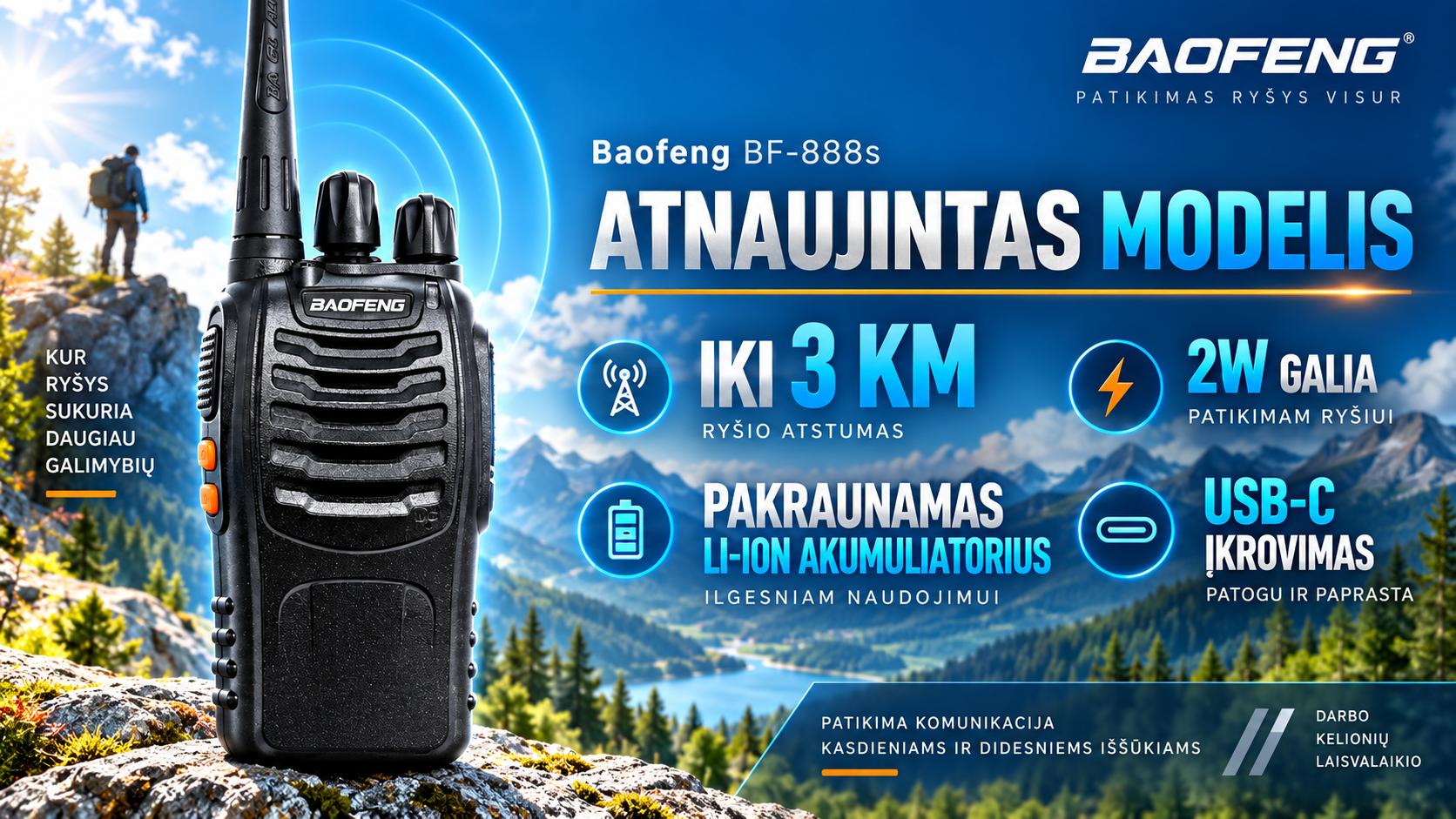 Baofeng BF-888S radijo stotelė darbui ir kasdieniam naudojimui