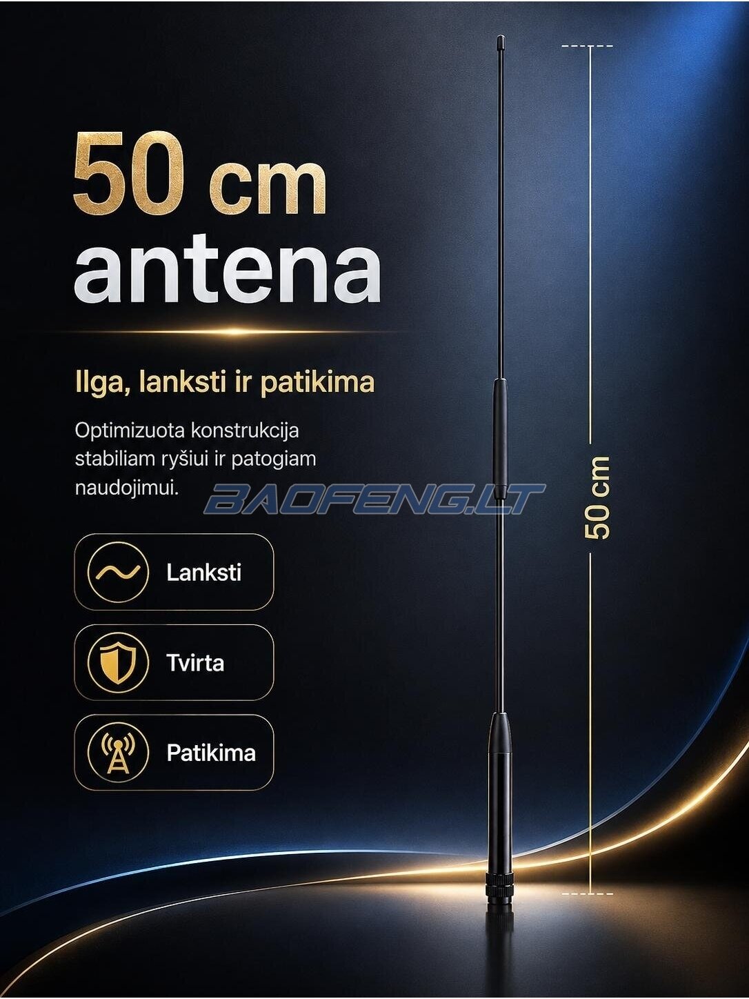 50 cm lanksti antena PREMIUM (perkamiausia) 2 50 cm lanksti antena PREMIUM (perkamiausia) 2