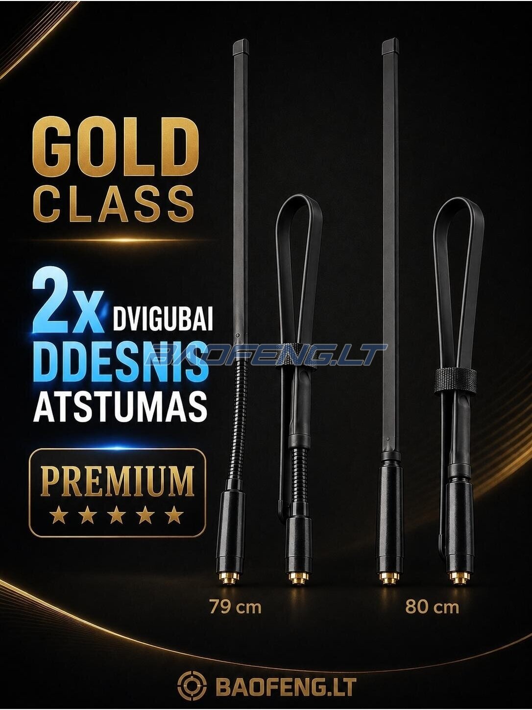Taktinės, lanksčios antenos 79-80 cm (GOLD class)