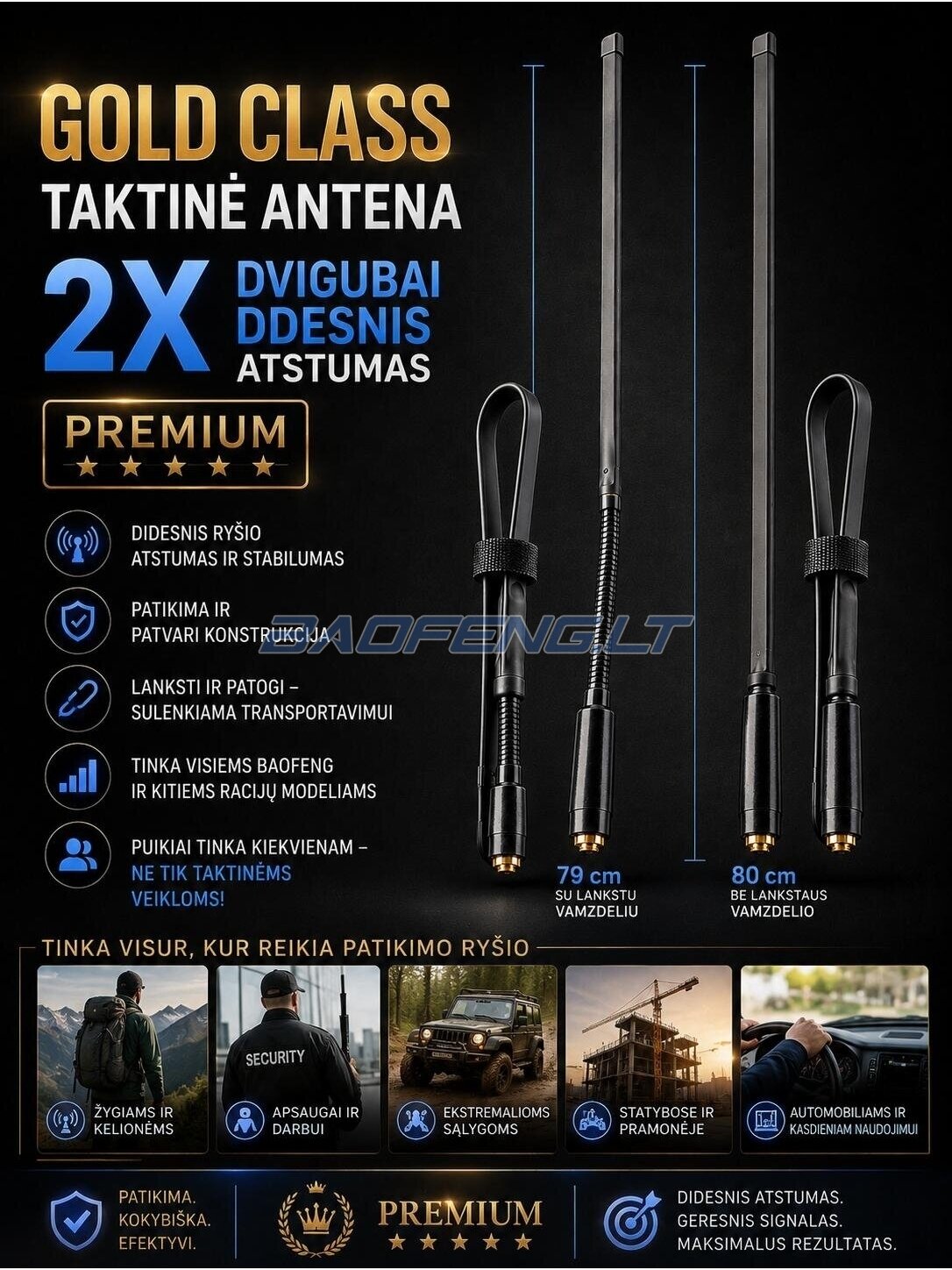Taktinės, lanksčios antenos 79-80 cm (GOLD class) 2