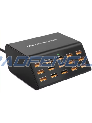 USB įkroviklis - 15 lizdų 100W (EU, juodas)