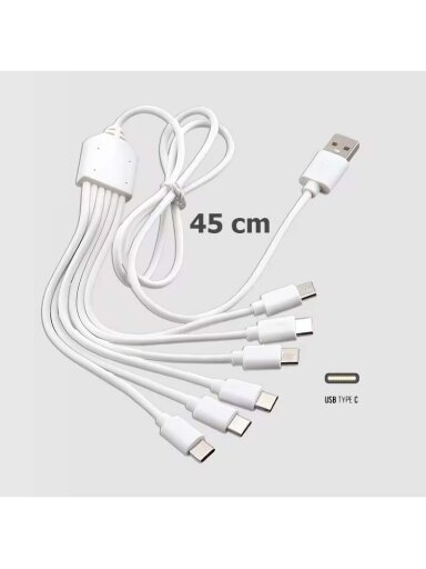 USB įkrovimo šakotuvas - USB-A į 6×USB-C, 45 cm