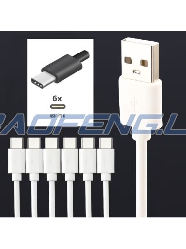 USB įkrovimo šakotuvas - USB-A į 6×USB-C, 45 cm