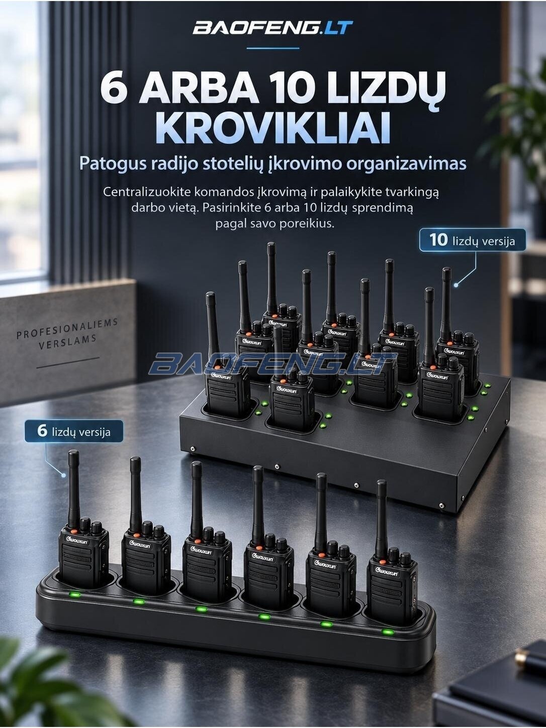 Wouxun 6 ir 10 lizdu krovikliai 1